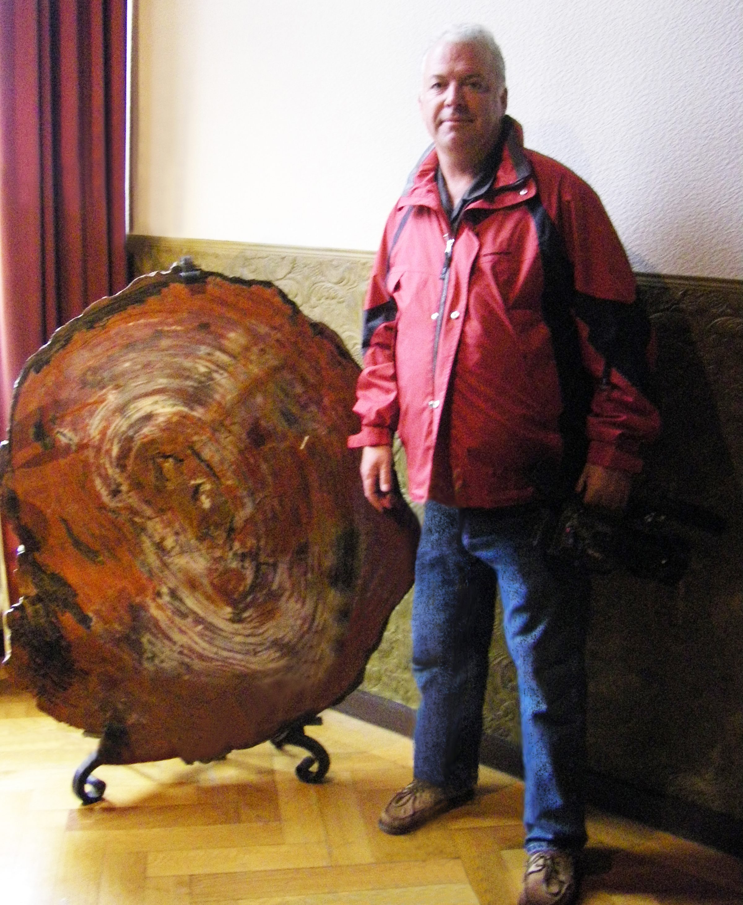 Jay King with large Petriefied Wood Specimen